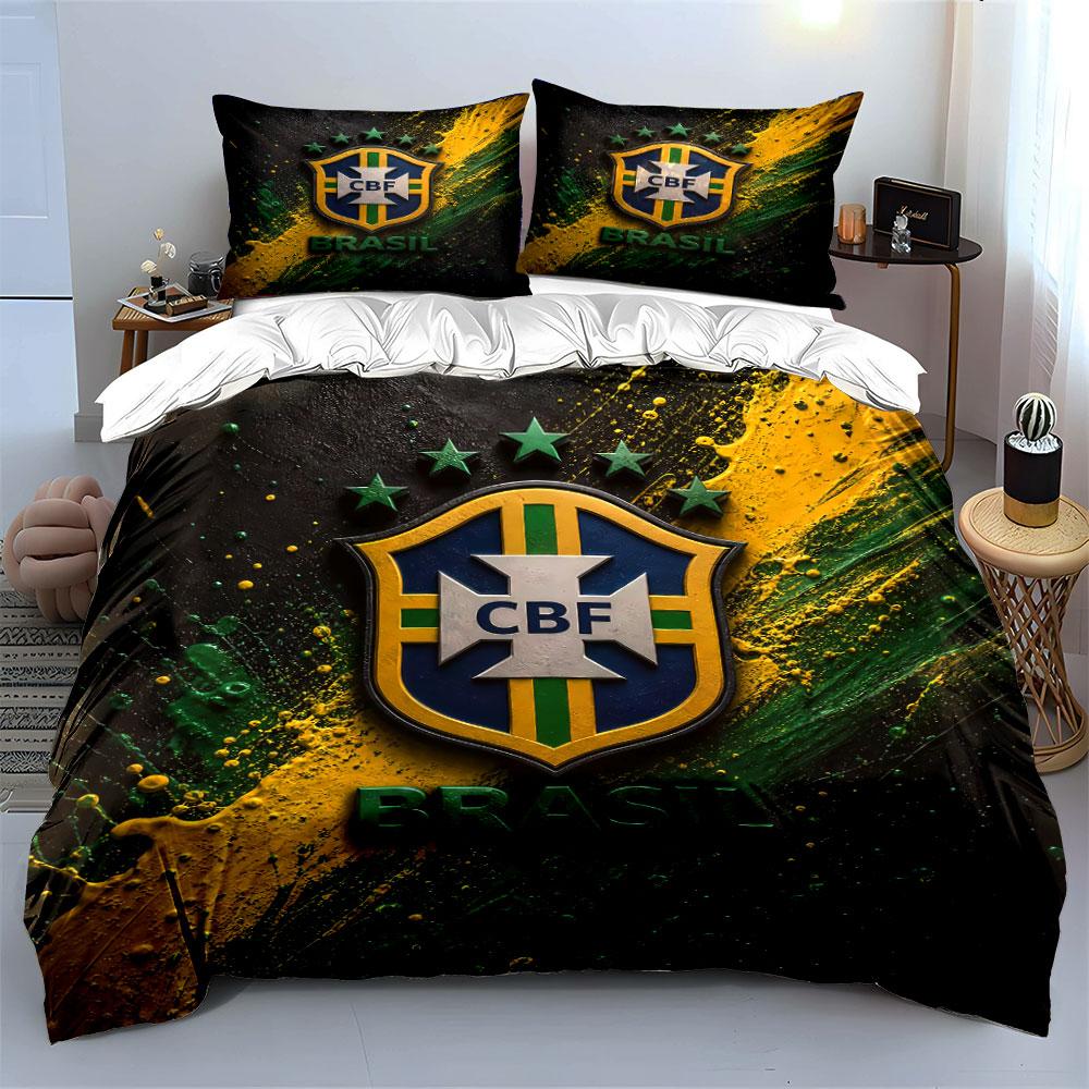 "Brazil Football CBF Bedding Set" Bedding Duvet Cover Set Duvet Cover Pillowcases (1 * Duvet Cover 2 * Pillowcases, without duvet insert)