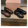 The Spot Will Be Sent In Seconds! Grape Mother Has the Same Shoes, College Style Miu Lazy Person Pedals Metal Buckle Loafers, Small Leather Shoes.