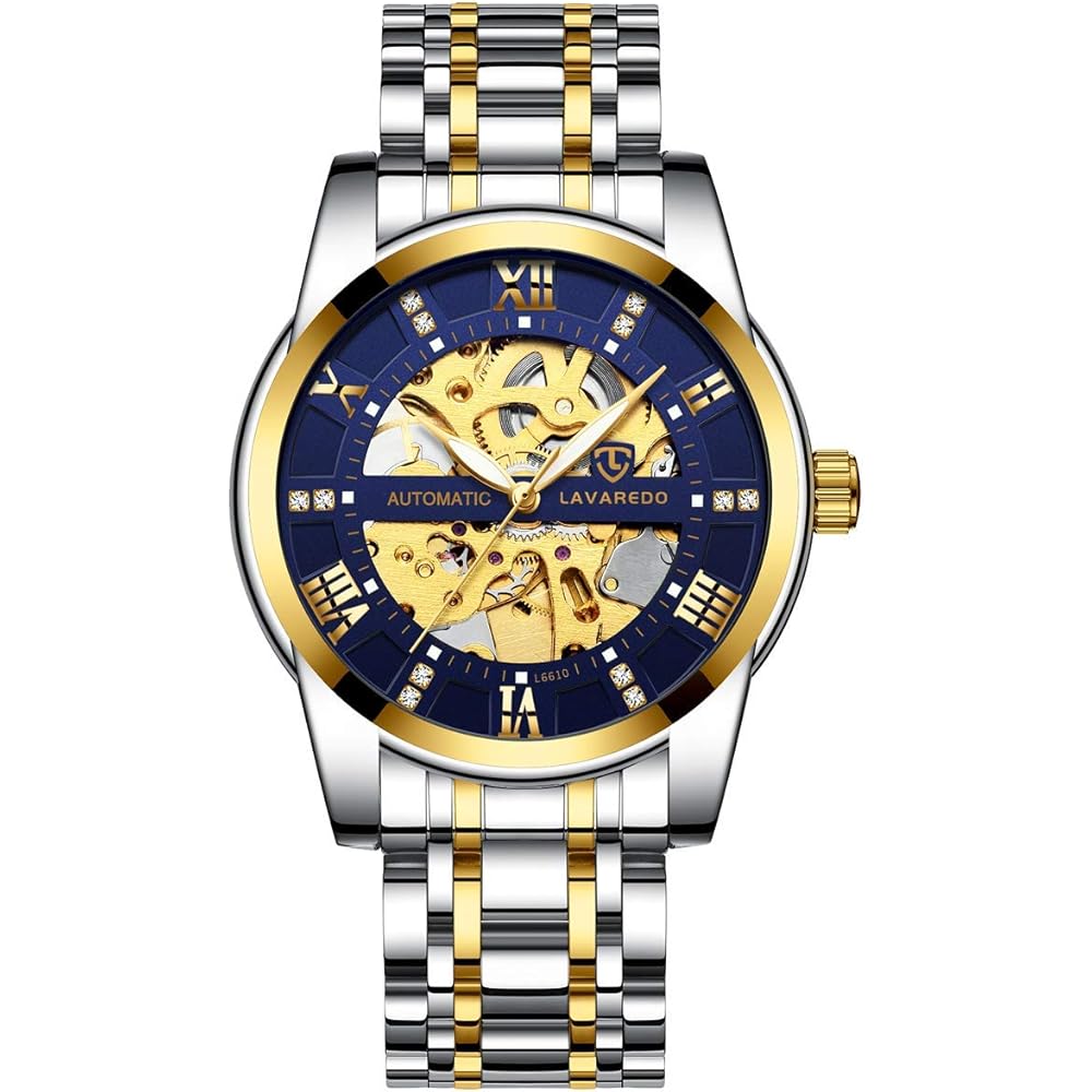Men s Luxury Skeleton Watch Silver Stainless Steel Automatic Waterproof Luminous Diamond Roman Dial