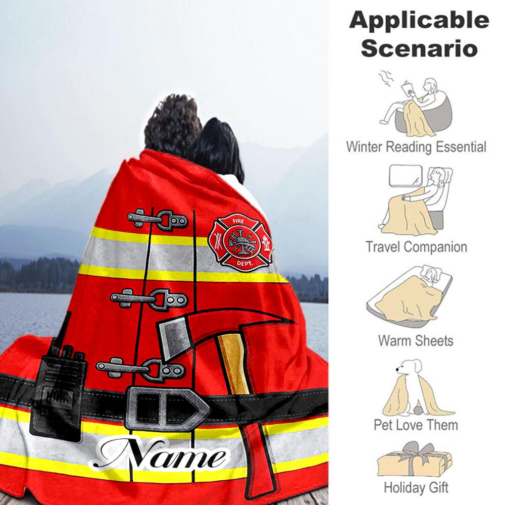 Firefighter Customize Your Name Blanket Throw Customizable Blanket Soft & Cozy Throw For Home Decor Chair Seaside Nap Ideal for All Seasons