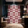 1pc Christmas Red Snowflake Print Waterproof Shower Partition Privacy Hanging Curtain 12 Hooks Multi Size Decoration