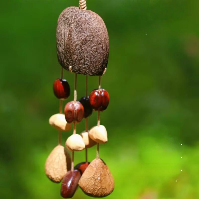 Handmade Hand-woven Natural Fruit Shell Wind Chime Pendant Bohemian Car Bag Charm Ethnic Tribal Sound Therapy Ornament for