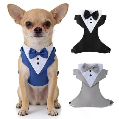 Pet Dog Tuxedo Harness Vest with Leash Set for Small Medium Dogs Puppy Chihuahua Padded Quick Release Breathable