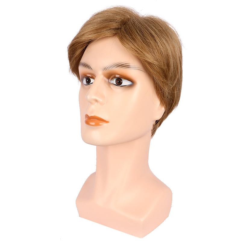 Synthetic Dark Brown Hair Natural Wig for Men Breathable Heat Resistant Cosplay Halloween Short Male Wig with Bangs