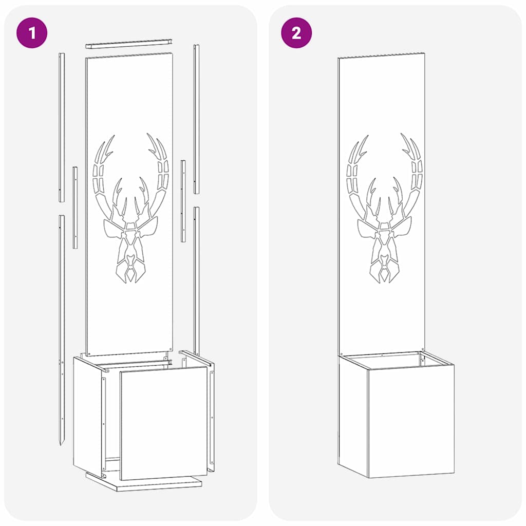 Garden Privacy Screen Canvas Animal Pattern White 32 x 32 x 150 cm