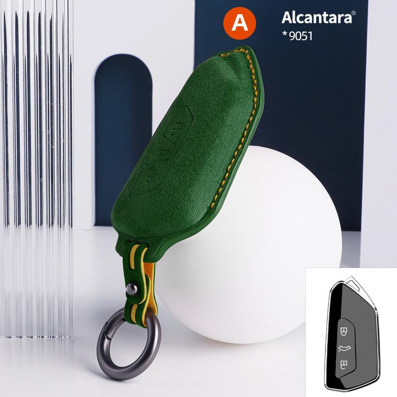 Alcantara Suede Car Key Case Cover Shell For Volkswagen Golf 8 Tuang X ID4 ID6 ID3 Talagon Lamando L Auto Keychain Accessories