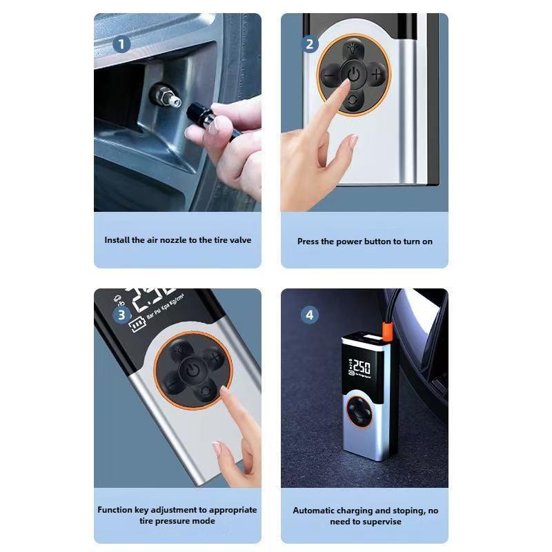 100W Portable Car Wireless Air Pump Portable Car Mini Multi-function Tire Pump Automatic High Pressure Air Pump Fast Charge