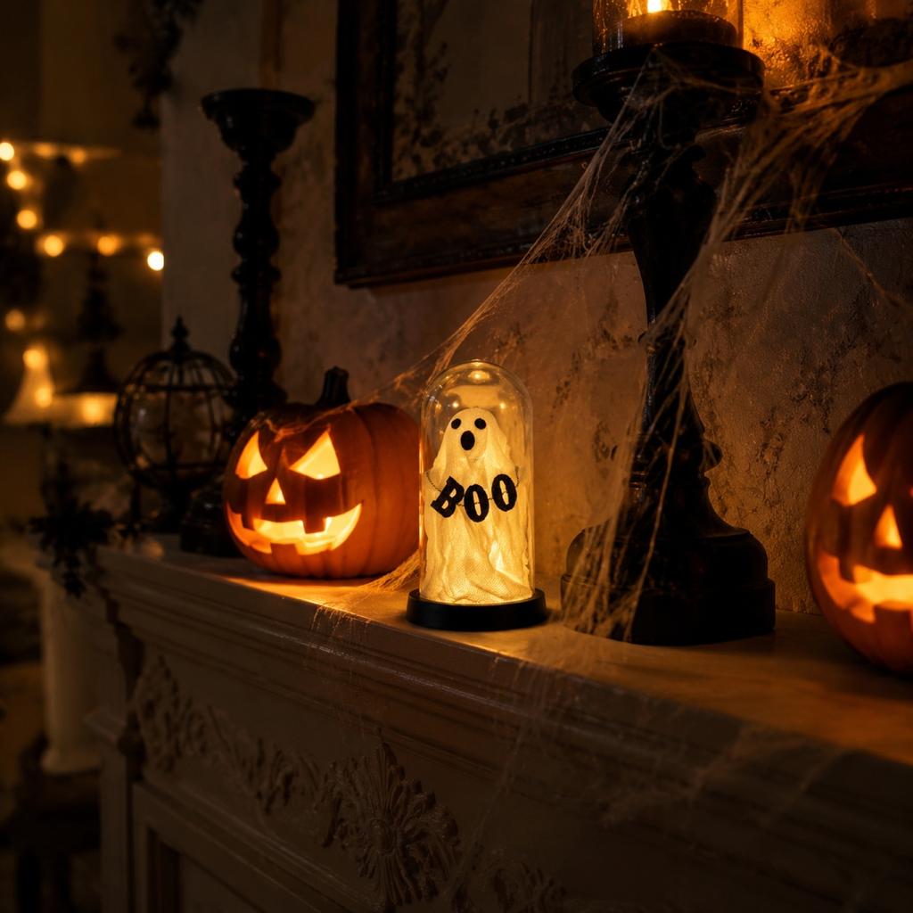 Halloween Light Tabletop Decoration Battery Operated Shaped Prop for Indoor Scene Setup