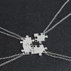 4Pcs Interlocking Jigsaw Puzzle Pendant Chain Necklace Family Best Friends Gift