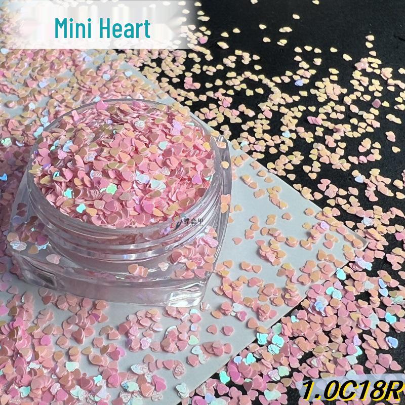 Mini Iridescent Heart Nail Art Sequins – Korean and Japanese DIY Glitter Resin 5ml