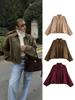 Women's Spring Autumn Faux Suede Velvet Stand Collar Zipper Button Flight Jacket Coat