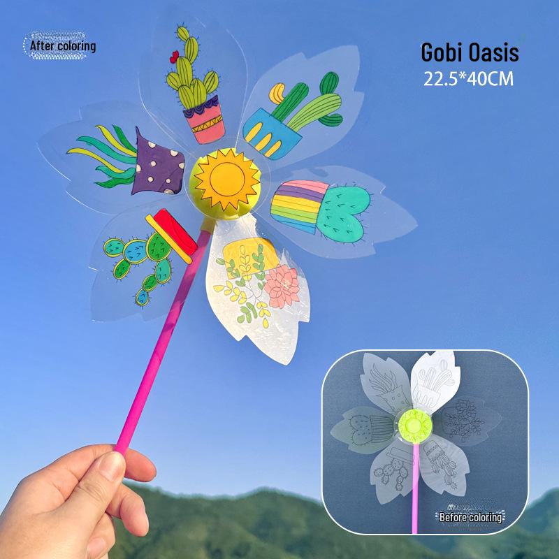 Large Transparent PVC Rotating Windmill - DIY Handmade for Children Outdoor Decoration