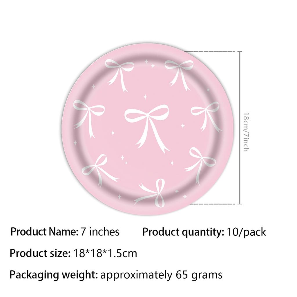 Bowknot Disposable Tableware Birthday  Party  Disposable  Plate Paper Cups Napkin for Baby Shower Wedding Party Decor