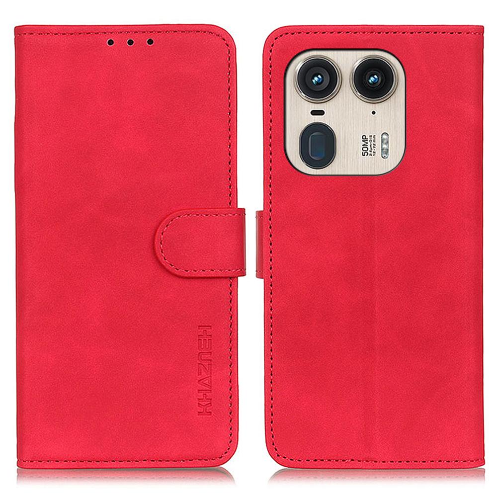 KHAZNEH For Motorola Edge 50 Ultra 5G/Moto X50 Ultra 5G Case Retro PU Leather Drop-Proof Phone Stand Cover