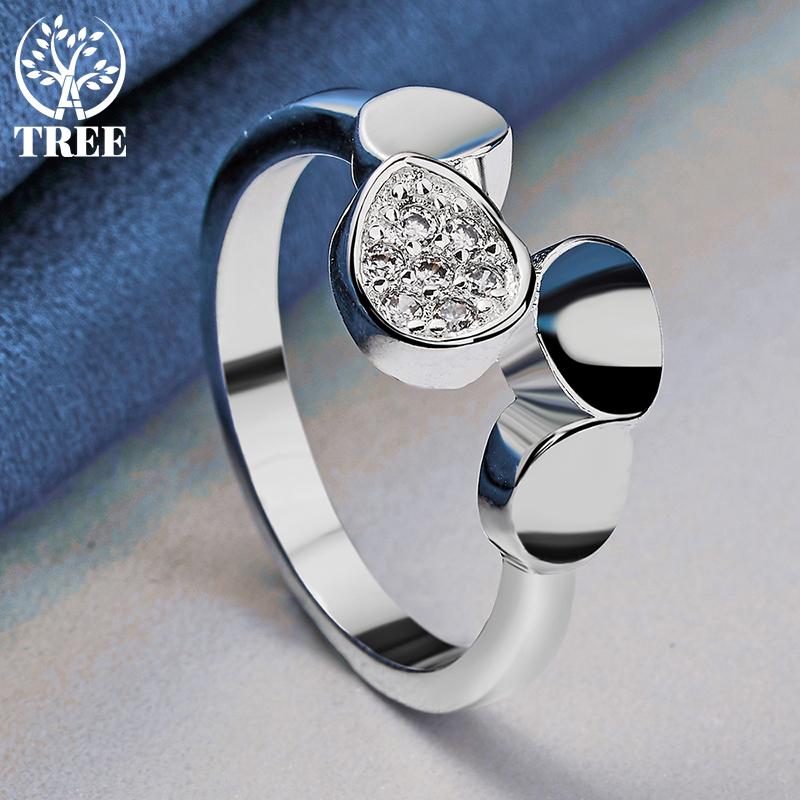 925 Sterling Silver AAA Zircon Round Ring Jewelry