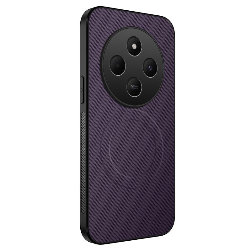 

For Xiaomi Redmi 14C 4G Case Compatible with MagSafe WANLONFENG TQ Series Carbon Fiber Texture PC TPU Phone Cover Purple