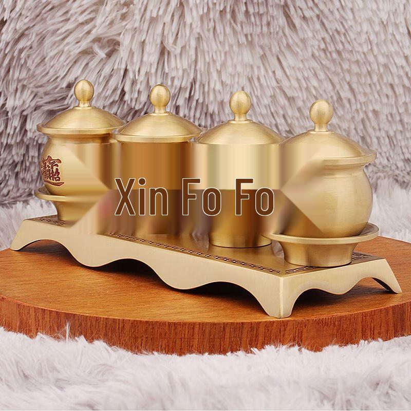Hongjian Brass Three-Connected Offering Cup