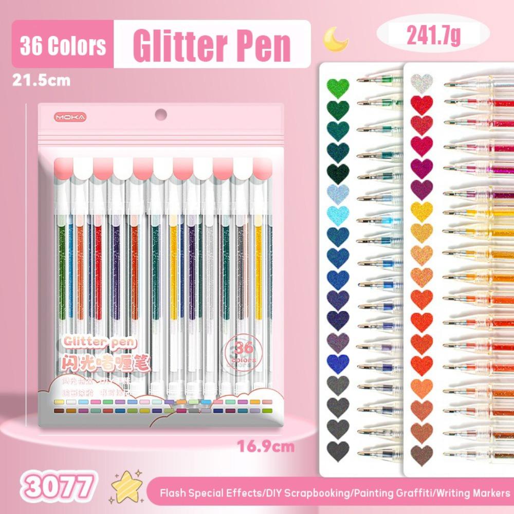 8/12/18/24/36/48 Colors High Gloss Drawing Pen Flash Marking Pen  School Office Supplies