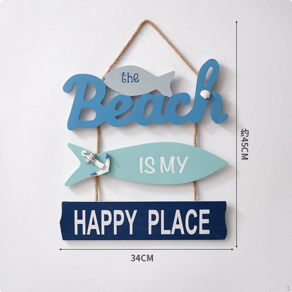 Nautical Welcome Sign Mediterranean Door Hanger Coastal Wall Decor for Restaurant, Cafe, Washroom