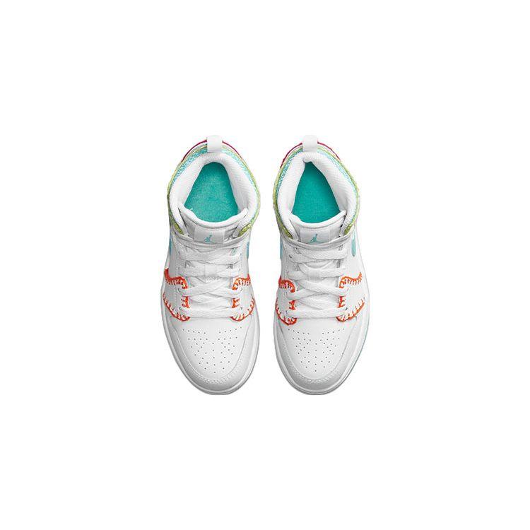 Air Jordan 1 Mid SE PS Multi Knit Kids Sneakers White Washed-Teal Rush-Pink DM9648-100