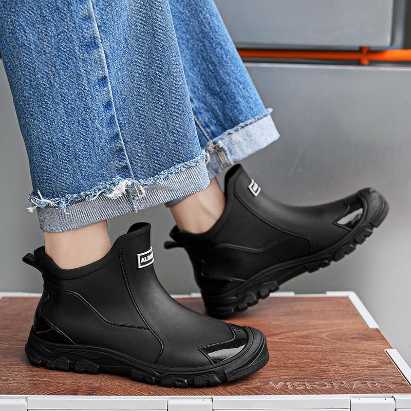Fashion Summer Men's Ankle Rain Boots Outdoor Casual Men Hiking Fishing Water Shoes Non-slip Chef Work Boot Mans Waterproof Footwear