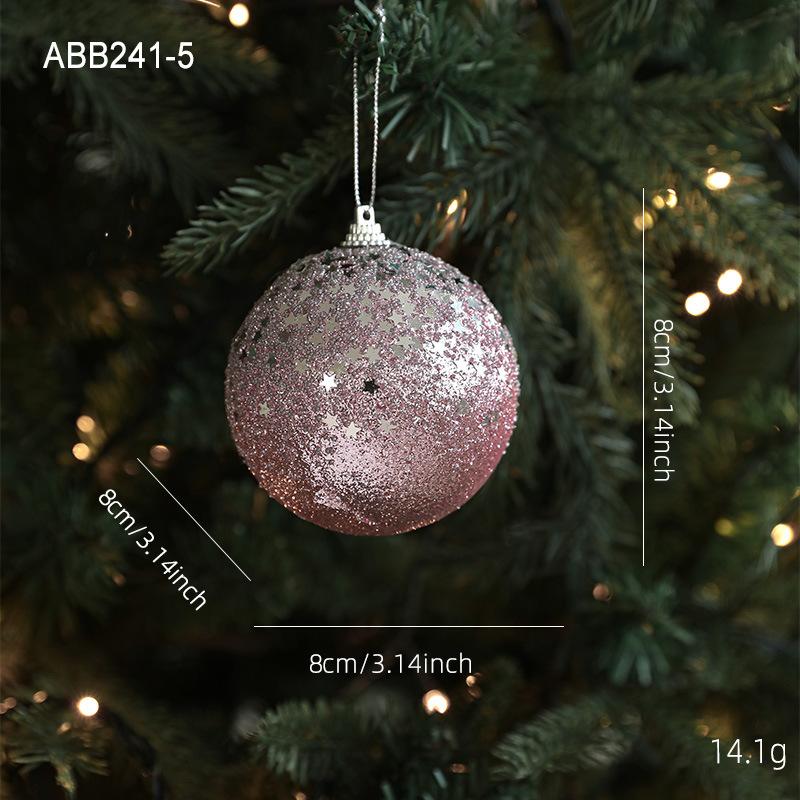 New pink foam Christmas ball pendant shiny glitter Diamond Powder Christmas Tree Hanging Ball Decor Navidad Decor 2025