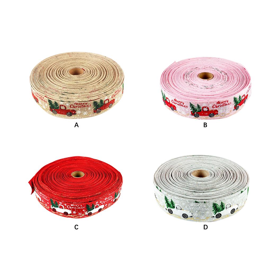 1 Roll Christmas Ribbon Wedding Xmas Tree Decoration Glittery Printed Gifts Packing Flower Banquet DIY Art Handicrafts Band