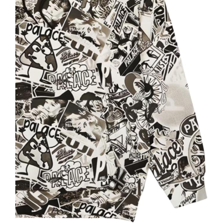 Palace Sticker Print Hoodie Unisex Tops Black P20CS042