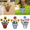 Flower Pot Garden Stake 2D Decor Sturdy Decoration for Lawn Landscape Patio