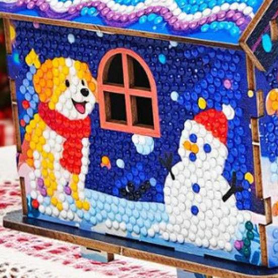 DIY Lebkuchenhaus Strass Malset Weihnachten 3D Strass Kunst Puzzle Hängeornament für Anfänger und Erwachsene Feiertagsdekoration