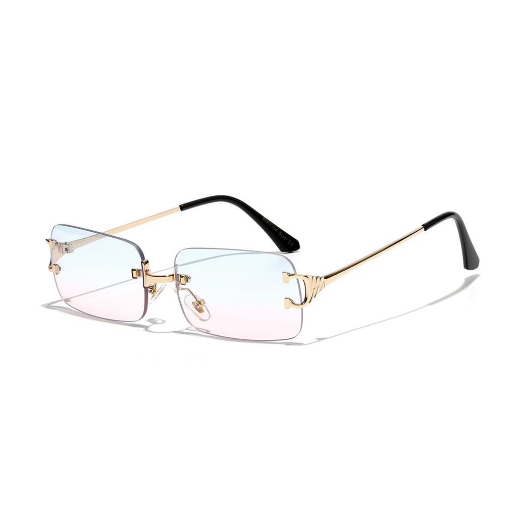 Ruiao  rimless sunglasses UV400 fashion square metal glasses for men women designer man's brand sun shades for outdoor