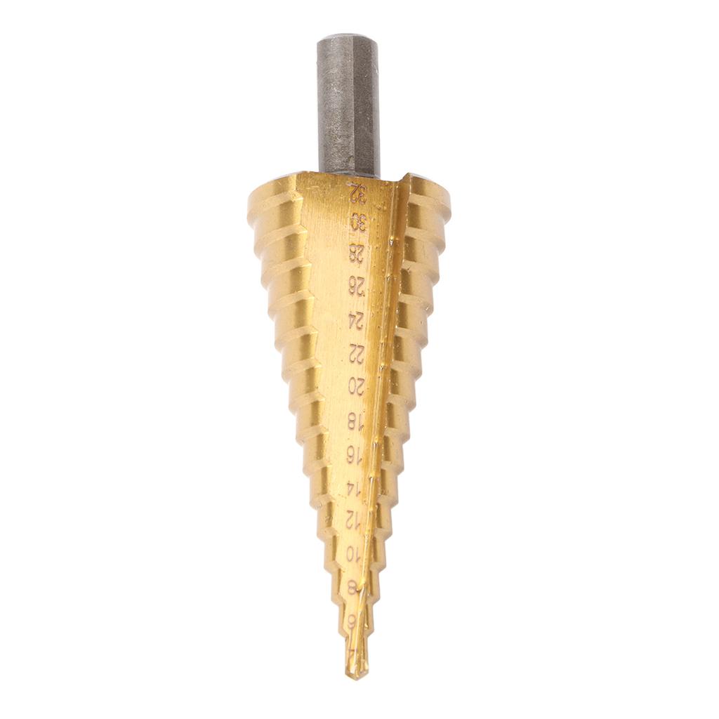 Step Drill Bit High Speed Steel Hex Shank 4?32mm Straight Flute 15 Step for Woodworking