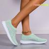 9 Colors Rimocy Shining Crystal Flats Women Spring Breathable Knit Platform Sneakers Woman Comfortable Soft Bottom Non -Slip Sports Shoes