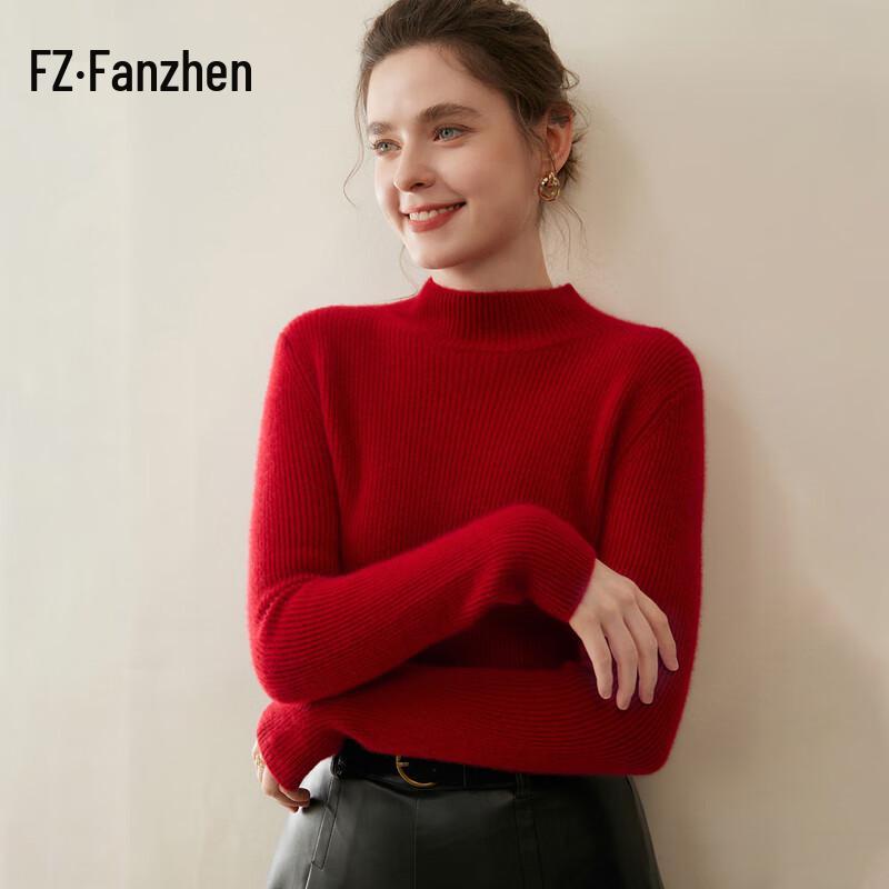 Fanzhen Women's Thickened 100% Cashmere Turtleneck Sweater