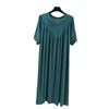 Summer Plus Size Modal V-Neck Pleated Dress - Casual Loose Short Sleeve Sleepwear