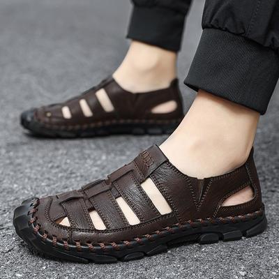 Herren Sommer Sandalen mit dicker Sohle 2025 Neu Lässige Strandsandalen Herrenschuhe Leder Atmungsaktiv Bequem Weich Römische Herren-Slipper