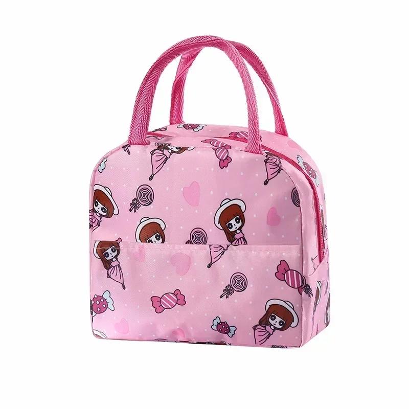 Functional Insulated Oxford Lunch Bag Flower Pattern Cooler Lunch Box Bags Thermal Food Picnic Lunch Bags for Women Kids