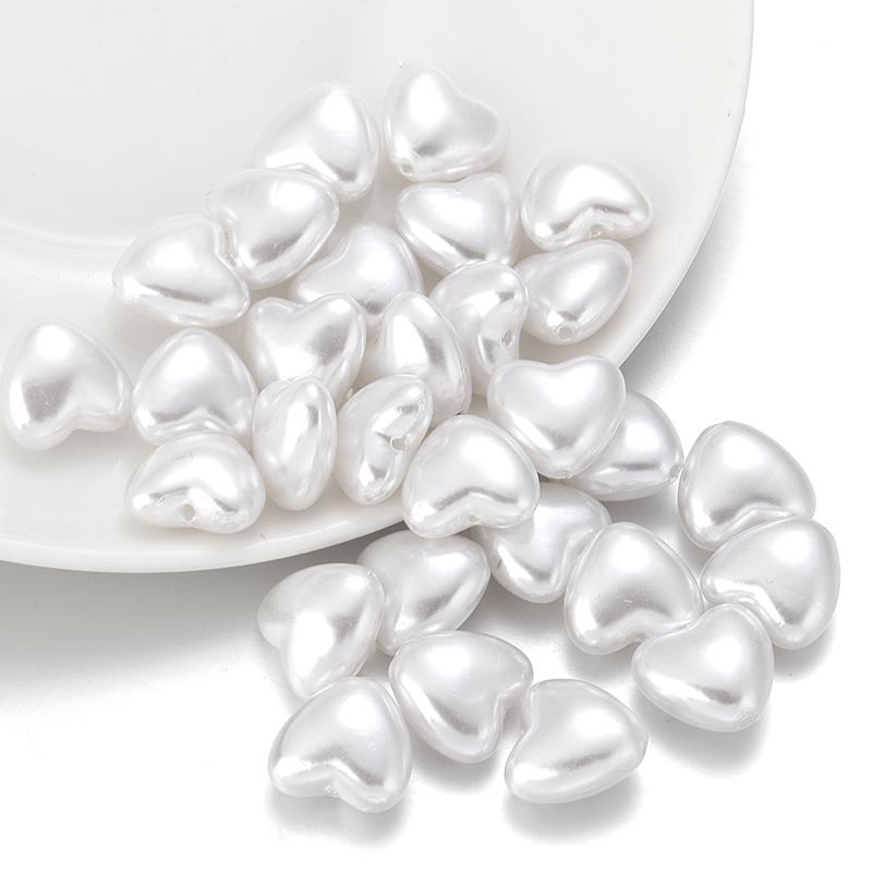 30pcs/lot ABS Imitation Pearl Beads Heart Beads Loose Spacer Beads For Jewelry Making Acrylic Beads DIY Earring Bracelet Crafts