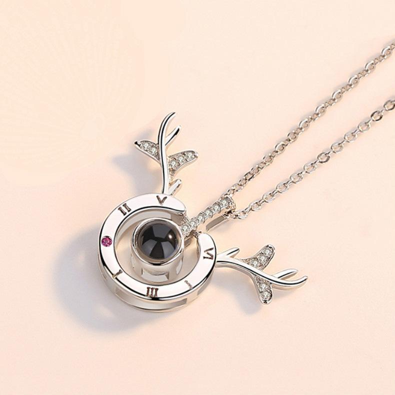 Yilu You Halskette Damen Trendige Allround Schlüsselbeinkette Anhänger Projektionsgravur Geschenk