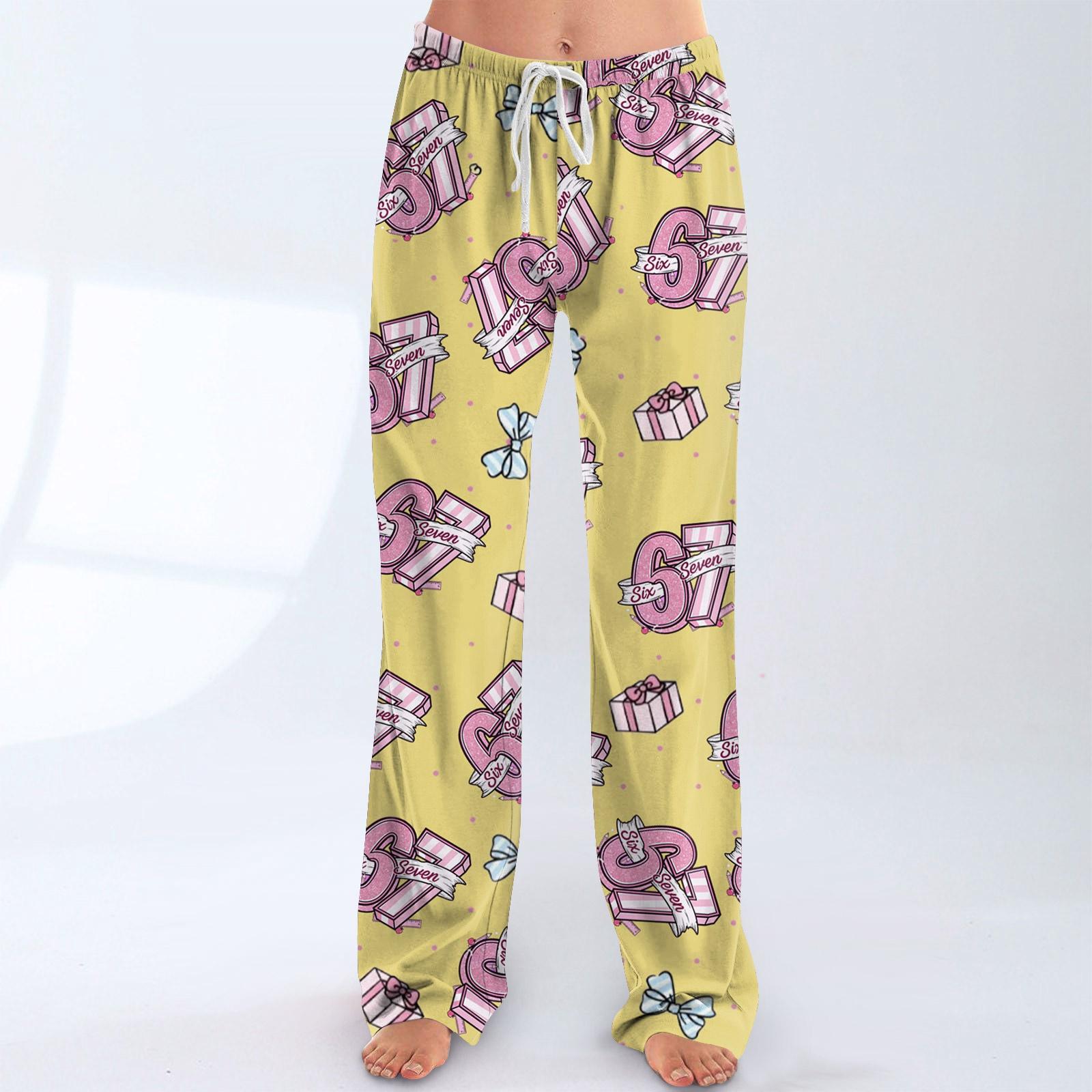 

Женские пижамные штаны, одежда для сна, повседневные брюки с эластичной резинкой на талии, удобные прямые свободные брюки для йоги M