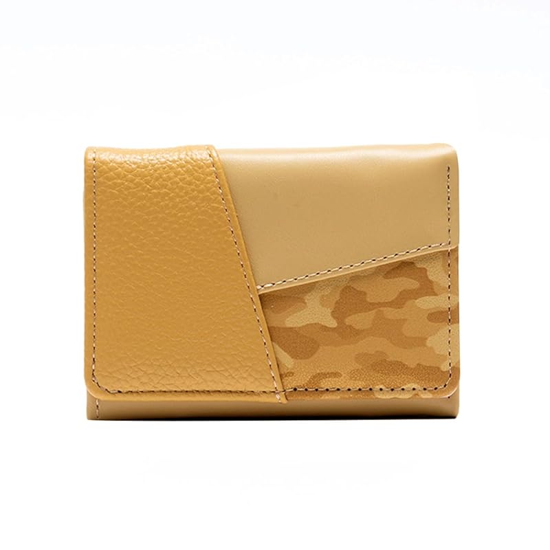 

[Haffukiry] wallet ladies trifold wallet easy to use 8 card pockets billfold thin PU wallet small simple small size Folding wallet (yellow)