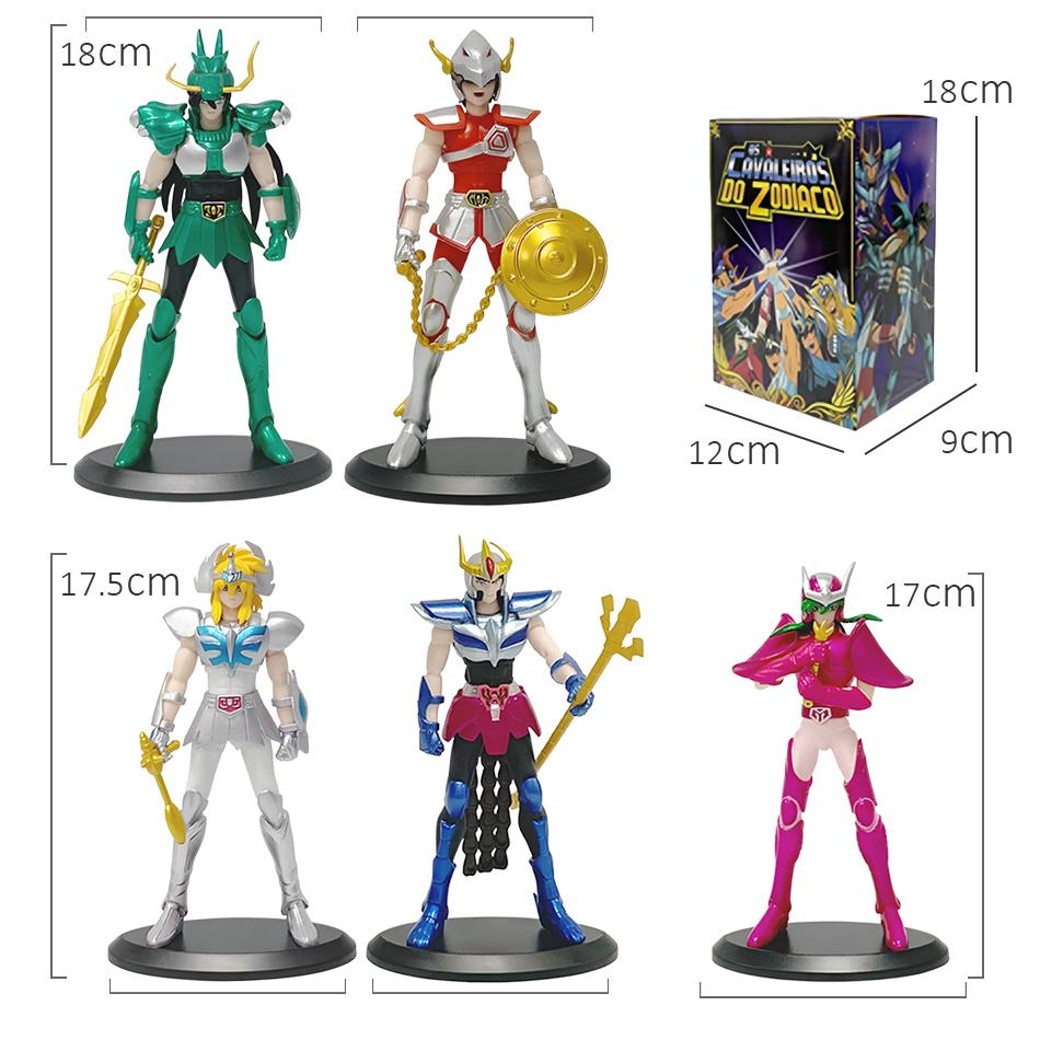 18CM Anime Figure Phoenix Ikki Hyoga Seiya Shiryu Standing Armor Model Children's Toys PVC Box Desktop Collection Decoration