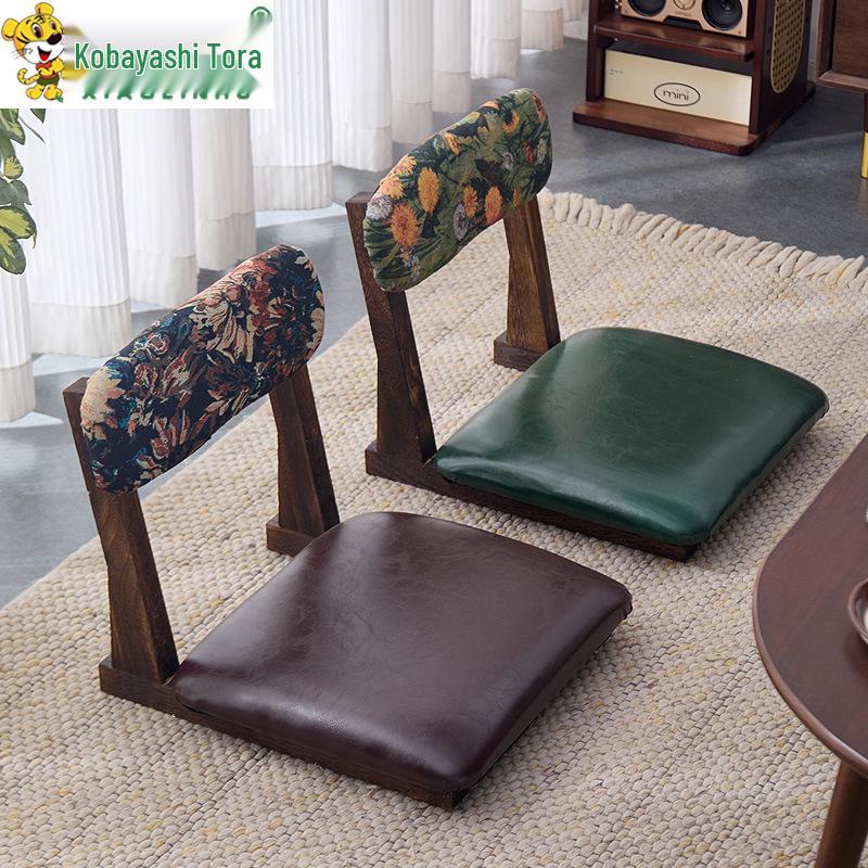 Solid Wood Bay Window Sofa Chair with Backrest - Comfortable for Long Sitting, Perfect for Balcony or Tatami.