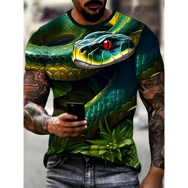 Fashion Men's Shirts 3D Animal Snake Short Sleeve T-shirt Casual Top Plus Size Hip Hops Clothing Women's Shirts Kids Tshirt