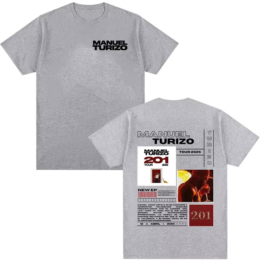Rapper Manuel Turizo 201 Tour Album Graphic TShirt Men Hip Hop Gothic Short Sleeve T-shirt Fashion Pop Music T Shirts Streetwear