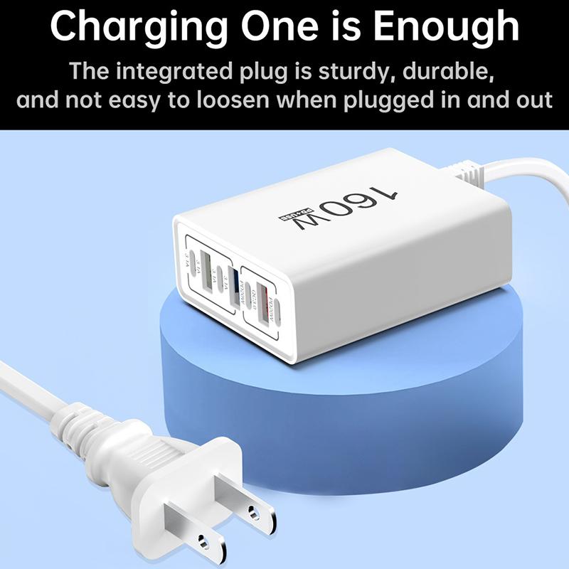 160W Multiport Usb Type C Fast Charger Pd Qc3.0 Desktop Phone Charger Adapter For Iphone Xiaomi Macbook Laptop Ipad Eu/Us Plug