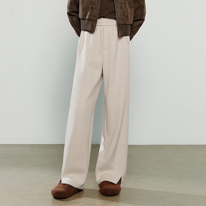 Chuyu Women's Plush Lined Straight Slit Winter Trousers