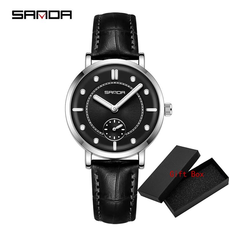 Fashion Sanda 1140 Top Brand Quartz Watch Simple Waterproof Leather Belt Women's Night Light Trendy Wristwatches For Ladies