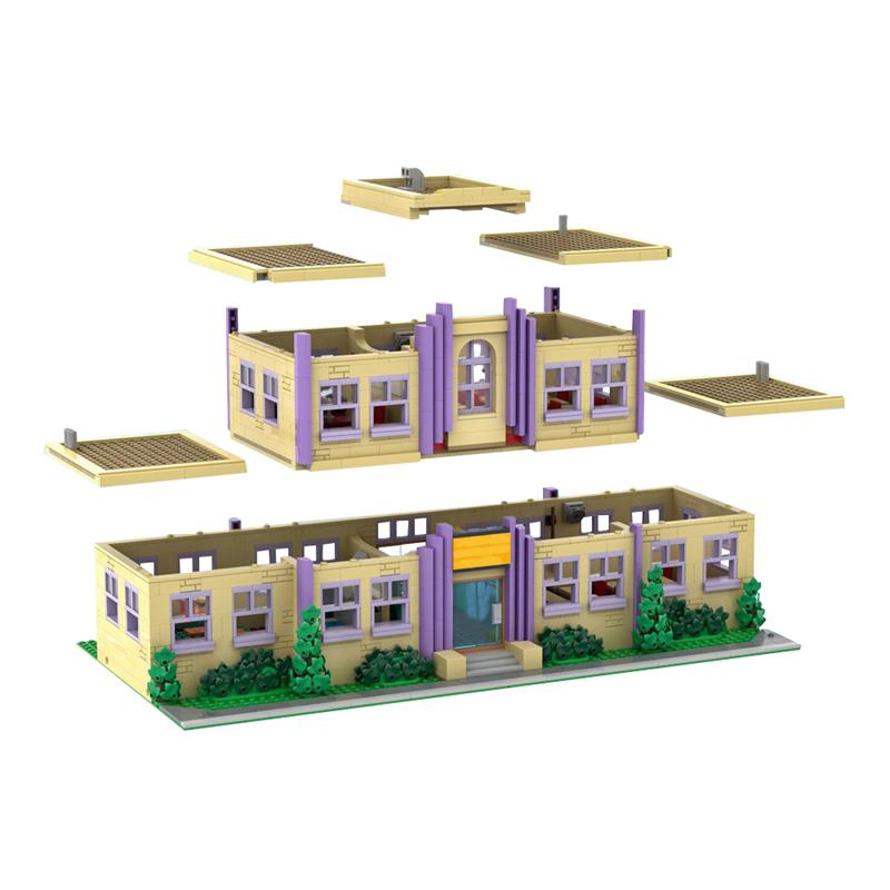 2733PCS  Springfield Elementary School Building Blocks City Street View School Modular Architecture Model Education Toy Gift
