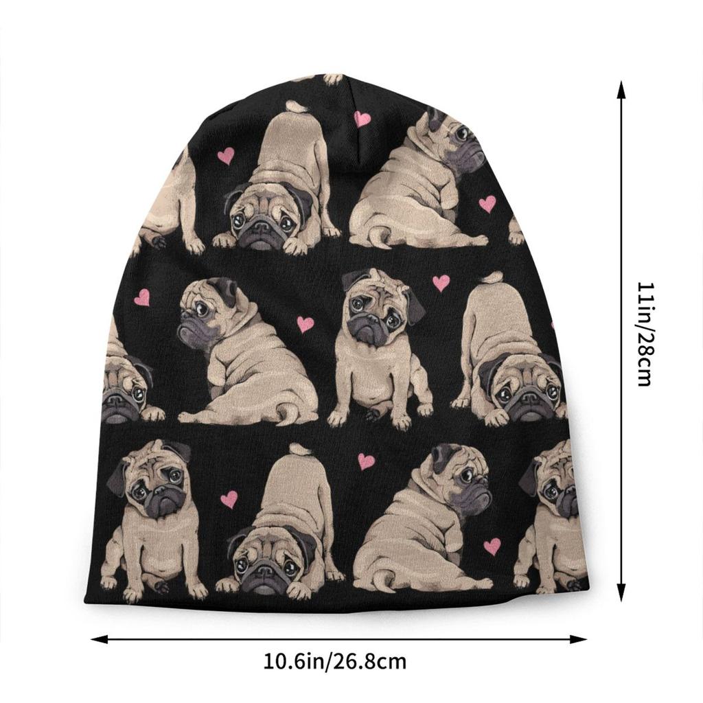 Individuelle Niedliche Mops Hund Mütze Unisex Winter Warme Haube Damen Strickmützen Mode Outdoor Beanie Mützen für Unisex Damen